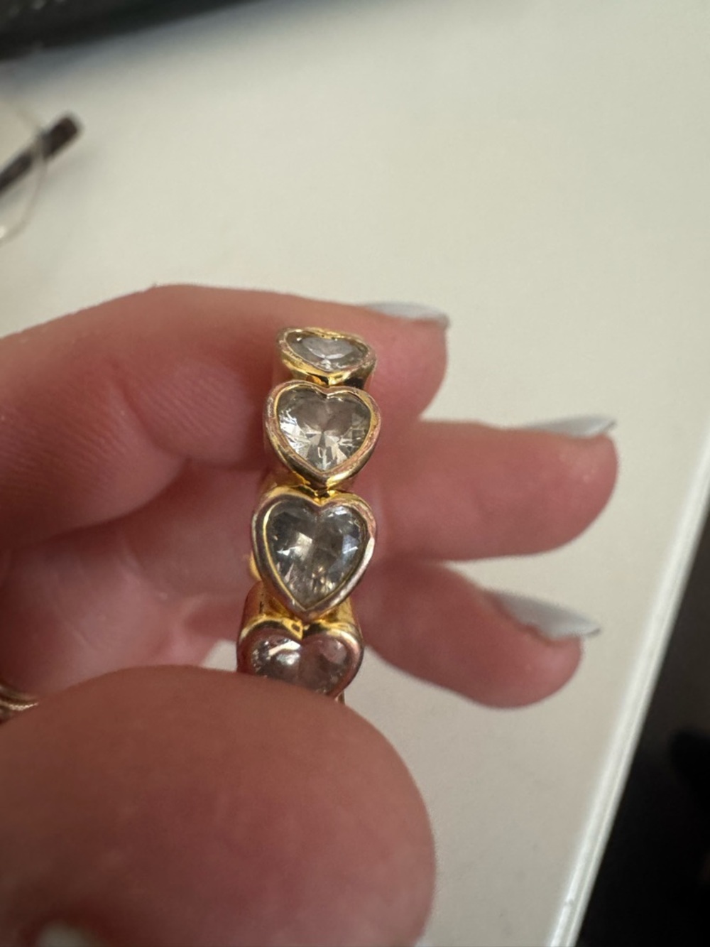 Gold Heart Crystal Eternity Ring - Women Jewelry - Picture 2 of 4